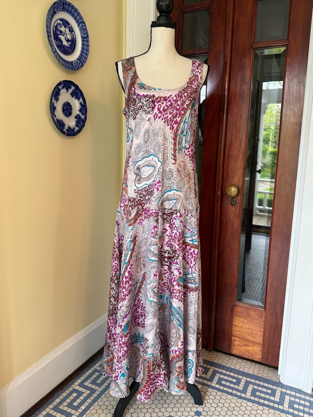 Sundance | 100% Silk Paisley & Leopard Maxi Dress - Boho Chic, Size L